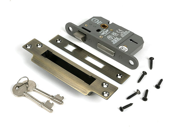 From The Anvil - Aged Brass 2½" 5 Lever BS Sash Lock