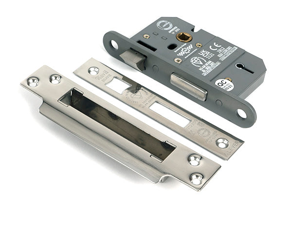 This is an image of From The Anvil - Polished Chrome 2½" 5 Lever BS Sash Lock KA available to order from T.H. Wiggans Ironmongery in Kendal.