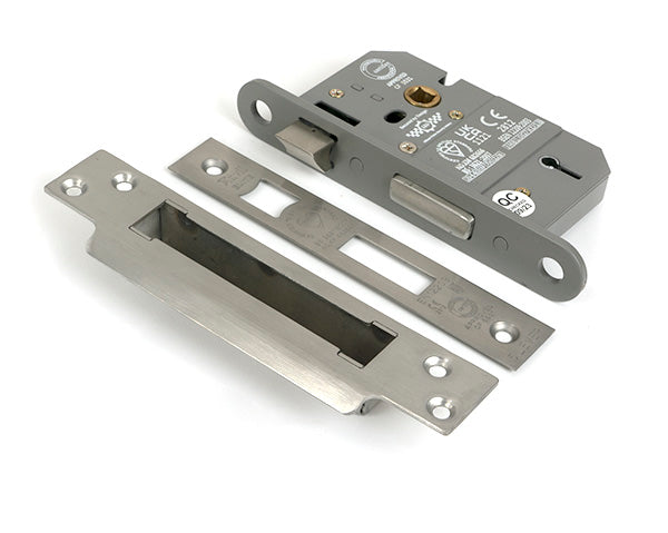 This is an image of From The Anvil - Satin Chrome 2½" 5 Lever BS Sash Lock KA available to order from T.H. Wiggans Ironmongery in Kendal.