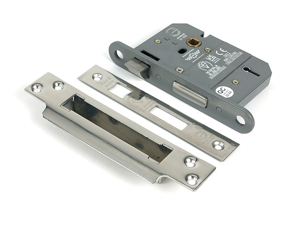 This is an image of From The Anvil - Polished Chrome 3" 5 Lever BS Sash Lock KA available to order from T.H. Wiggans Ironmongery in Kendal.
