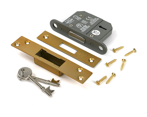 From The Anvil - Satin Brass 2½" 5 Lever BS Dead Lock