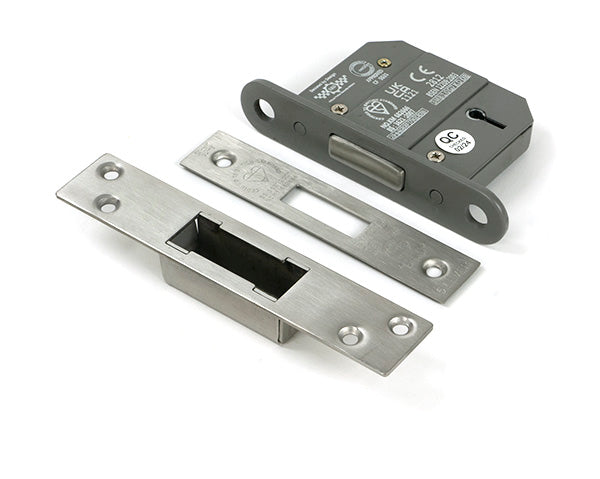 This is an image of From The Anvil - Satin Chrome 2½" 5 Lever BS Dead Lock available to order from T.H. Wiggans Ironmongery in Kendal.