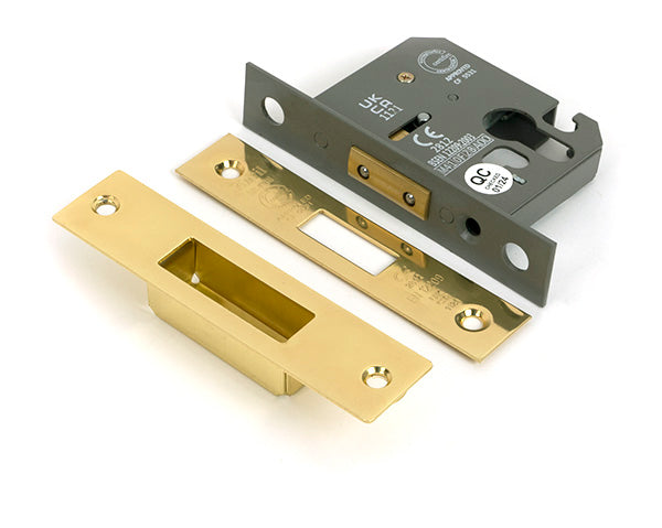 This is an image of From The Anvil - Polished Brass 2½" Euro Profile Dead Lock available to order from T.H. Wiggans Ironmongery in Kendal.