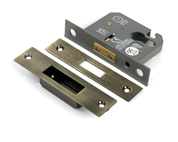 This is an image of From The Anvil - Aged Brass 2½" Euro Profile Dead Lock available to order from T.H. Wiggans Ironmongery in Kendal.