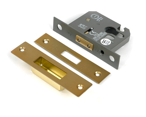This is an image of From The Anvil - Satin Brass 2½" Euro Profile Dead Lock available to order from T.H. Wiggans Ironmongery in Kendal.
