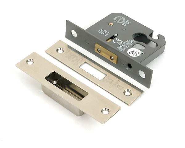 This is an image of From The Anvil - Polished Nickel 2½" Euro Profile Dead Lock available to order from T.H. Wiggans Ironmongery in Kendal.