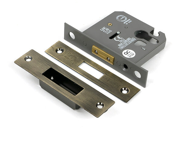 This is an image of From The Anvil - Aged Brass 3" Euro Profile Dead Lock available to order from T.H. Wiggans Ironmongery in Kendal.