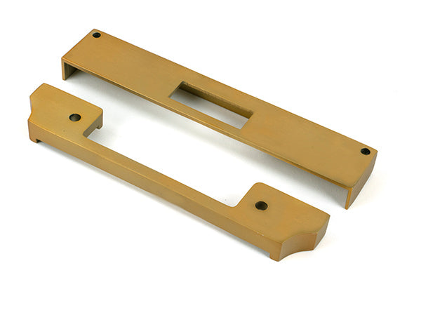 This is an image of From The Anvil - Satin Brass ½" Rebate Kit for Euro Dead Lock available to order from T.H. Wiggans Ironmongery in Kendal.