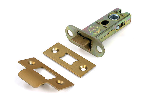 This is an image of From The Anvil - Satin Brass 3" Heavy Duty Latch available to order from T.H. Wiggans Ironmongery in Kendal.