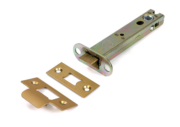 This is an image of From The Anvil - Satin Brass 5" Heavy Duty Latch available to order from T.H. Wiggans Ironmongery in Kendal.