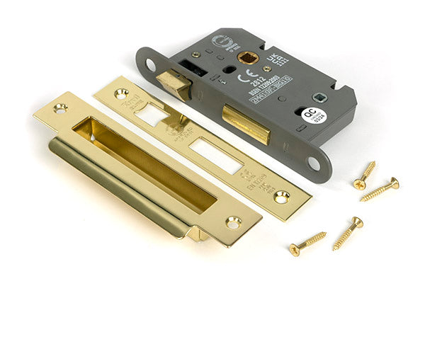 From The Anvil - Polished Brass 2½" Heavy Duty Bathroom Mortice Lock