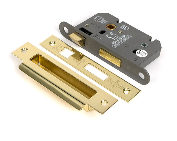 This is an image of From The Anvil - Polished Brass 2½" Heavy Duty Bathroom Mortice Lock available to order from T.H. Wiggans Ironmongery in Kendal.