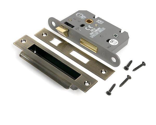 From The Anvil - Aged Brass 2½" Heavy Duty Bathroom Mortice Lock