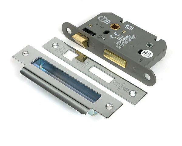 This is an image of From The Anvil - Polished Chrome 2½" Heavy Duty Bathroom Mortice Lock available to order from T.H. Wiggans Ironmongery in Kendal.