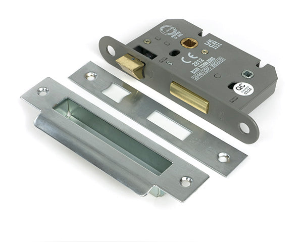 This is an image of From The Anvil - Satin Chrome 2½" Heavy Duty Bathroom Mortice Lock available to order from T.H. Wiggans Ironmongery in Kendal.
