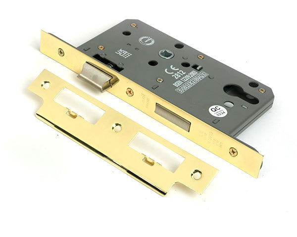 This is an image of From The Anvil - Polished Brass Euro Din Sash Lock - 60mm Backset/72mm Centre available to order from T.H. Wiggans Ironmongery in Kendal.