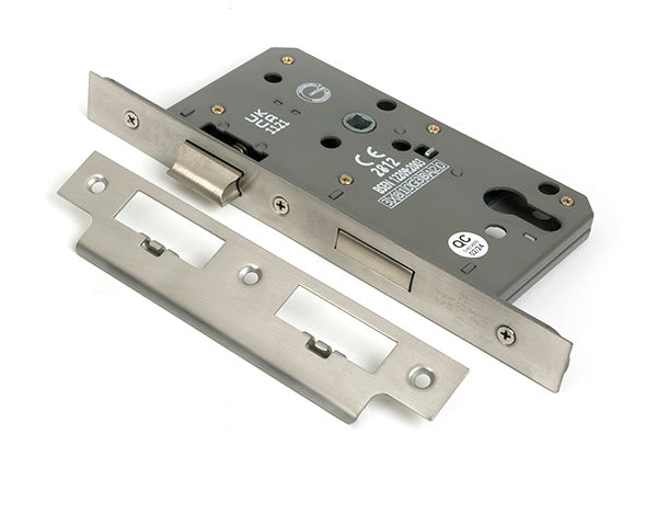 This is an image of From The Anvil - Satin Chrome Euro Din Sash Lock - 60mm Backset/72mm Centre available to order from T.H. Wiggans Ironmongery in Kendal.