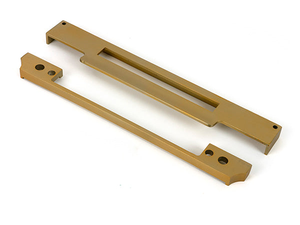 This is an image of From The Anvil - Satin Brass ½" Rebate Kit for Euro Din Sash Lock available to order from T.H. Wiggans Ironmongery in Kendal.