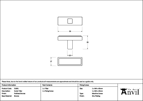 From The Anvil - Polished Bronze Scully T-Bar