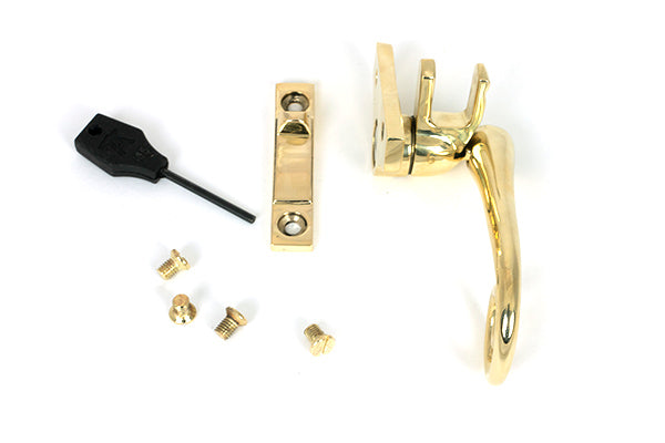 From The Anvil - Polished Brass Night-Vent Locking Monkeytail Fastener (Steel Window)