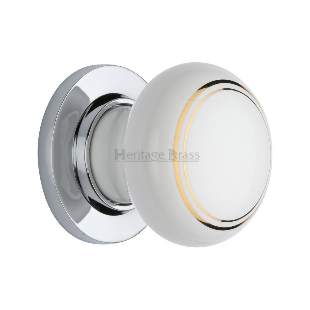 This is an image of a Heritage Brass - Gold Line Knob with Polished Chrome base, 6010-pc that is available to order from T.H Wiggans Ironmongery in Kendal.