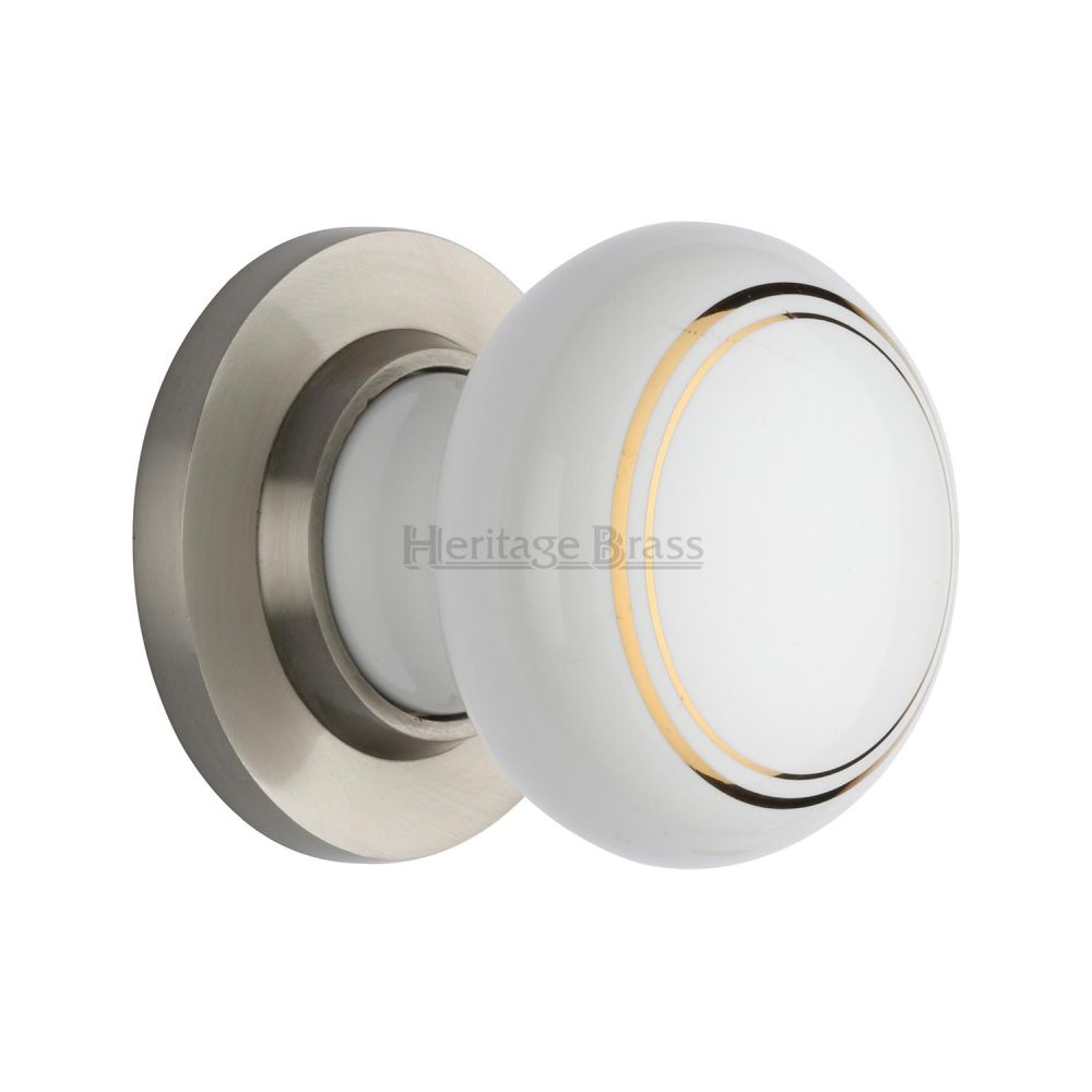 This is an image of a Heritage Brass - Gold Line Knob with Satin Nickel base, 6010-sn that is available to order from T.H Wiggans Ironmongery in Kendal.
