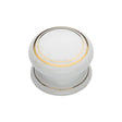 This is an image of a Heritage Brass - Cabinet Knob Gold Line 32mm with Porcelain base, 6032 that is available to order from T.H Wiggans Ironmongery in Kendal.