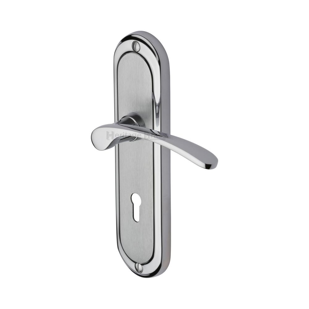 This is an image of a Heritage Brass - Door Handle Lever Lock Ambassador Design Apollo Finish, amb6200-ap that is available to order from T.H Wiggans Ironmongery in Kendal.
