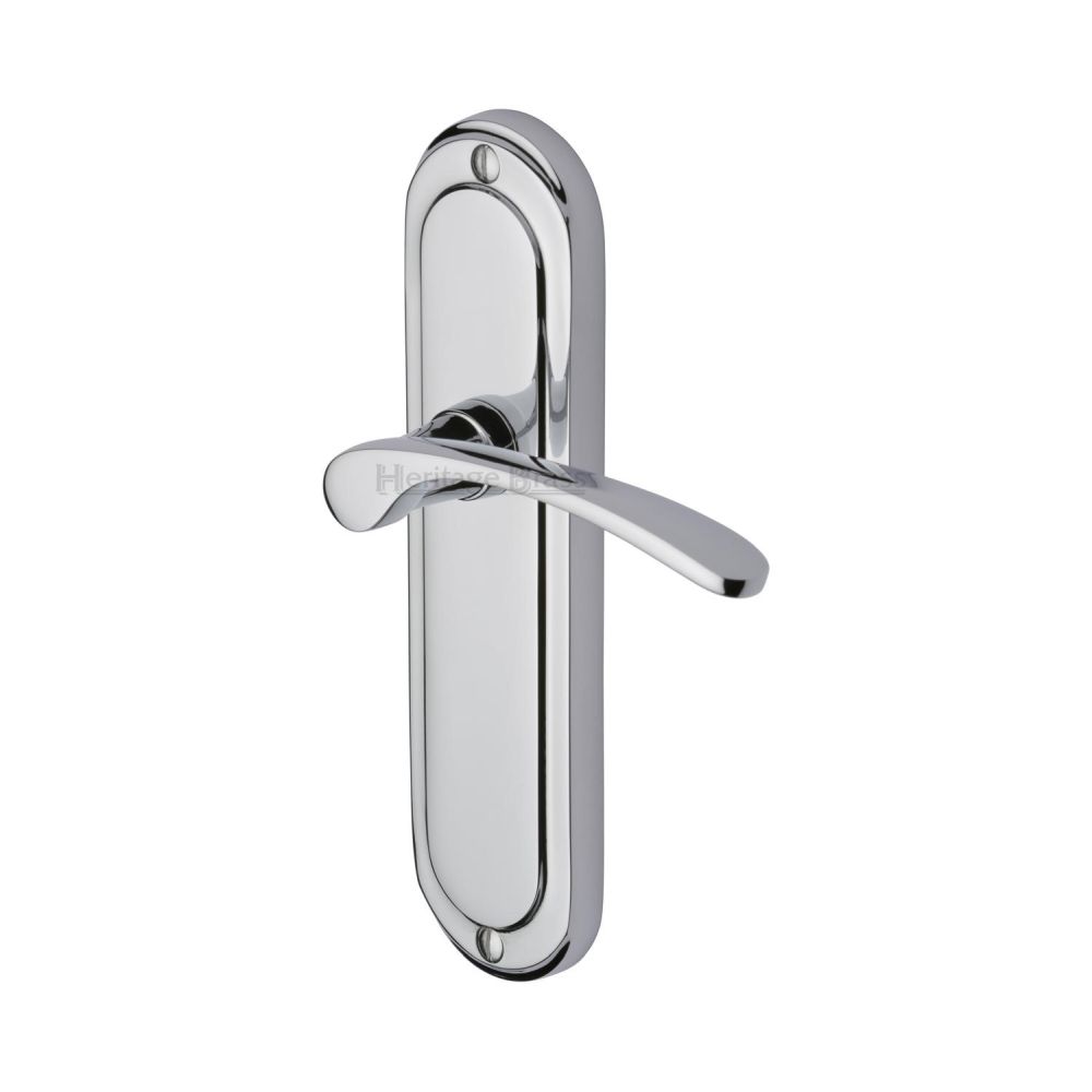 This is an image of a Heritage Brass - Door Handle Lever Latch Ambassador Design Polished Chrome Finish, amb6210-pc that is available to order from T.H Wiggans Ironmongery in Kendal.