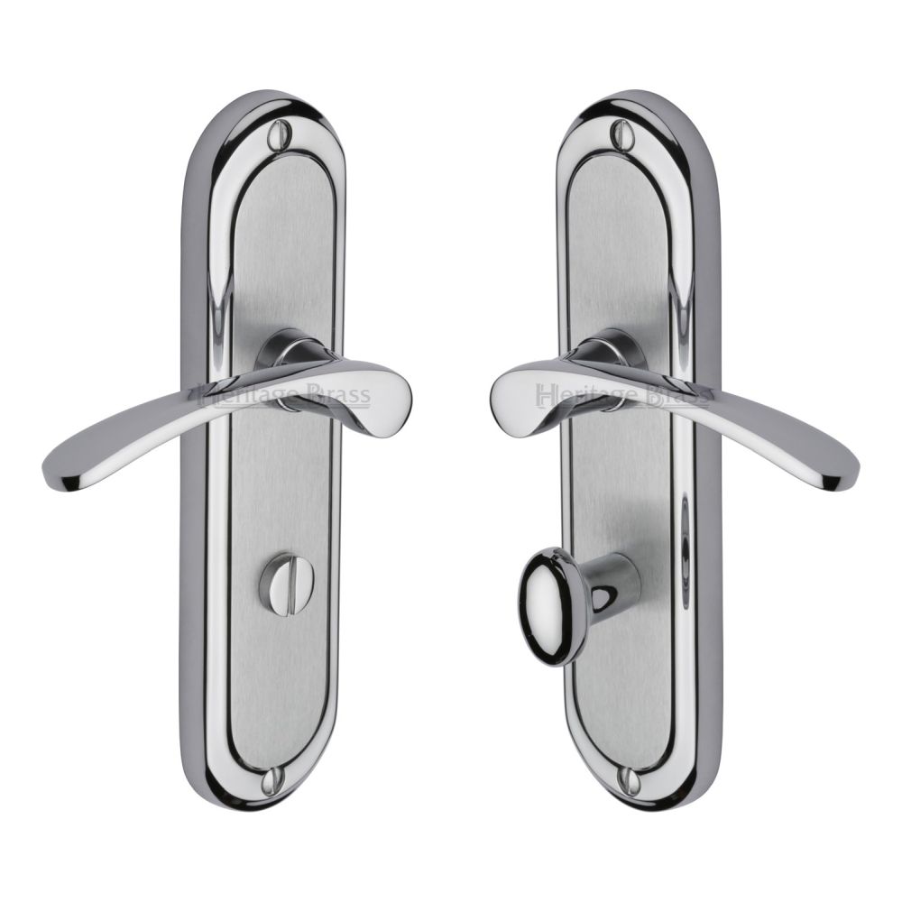 This is an image of a Heritage Brass - Door Handle for Bathroom Ambassador Design Apollo Finish, amb6230-ap that is available to order from T.H Wiggans Ironmongery in Kendal.