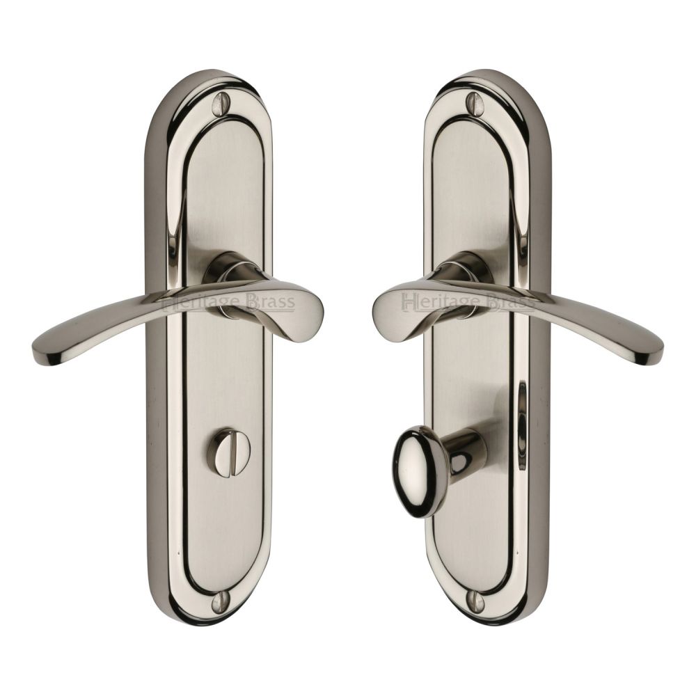 This is an image of a Heritage Brass - Door Handle for Bathroom Ambassador Design Mercury Finish, amb6230-mc that is available to order from T.H Wiggans Ironmongery in Kendal.