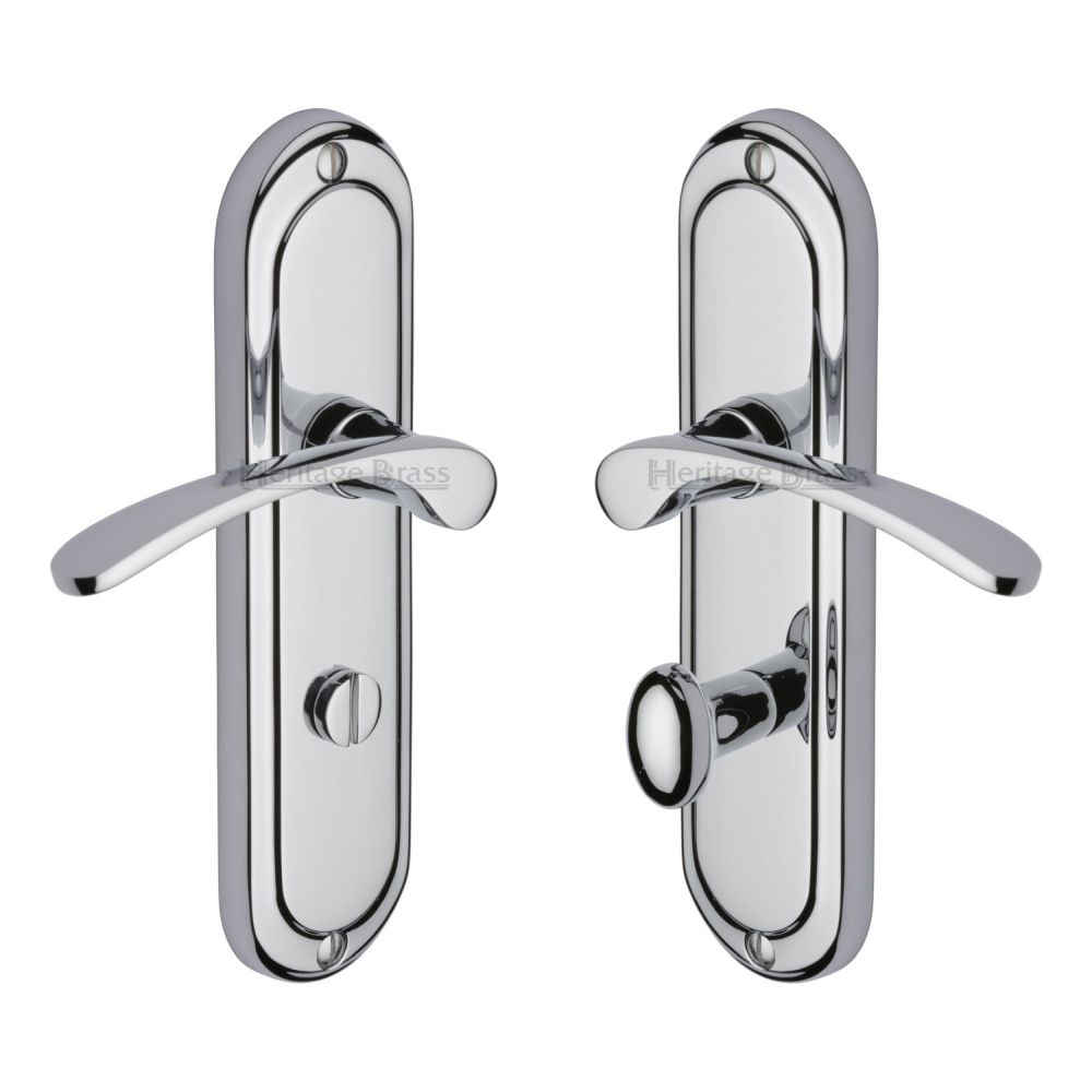 This is an image of a Heritage Brass - Door Handle for Bathroom Ambassador Design Polished Chrome Finish, amb6230-pc that is available to order from T.H Wiggans Ironmongery in Kendal.