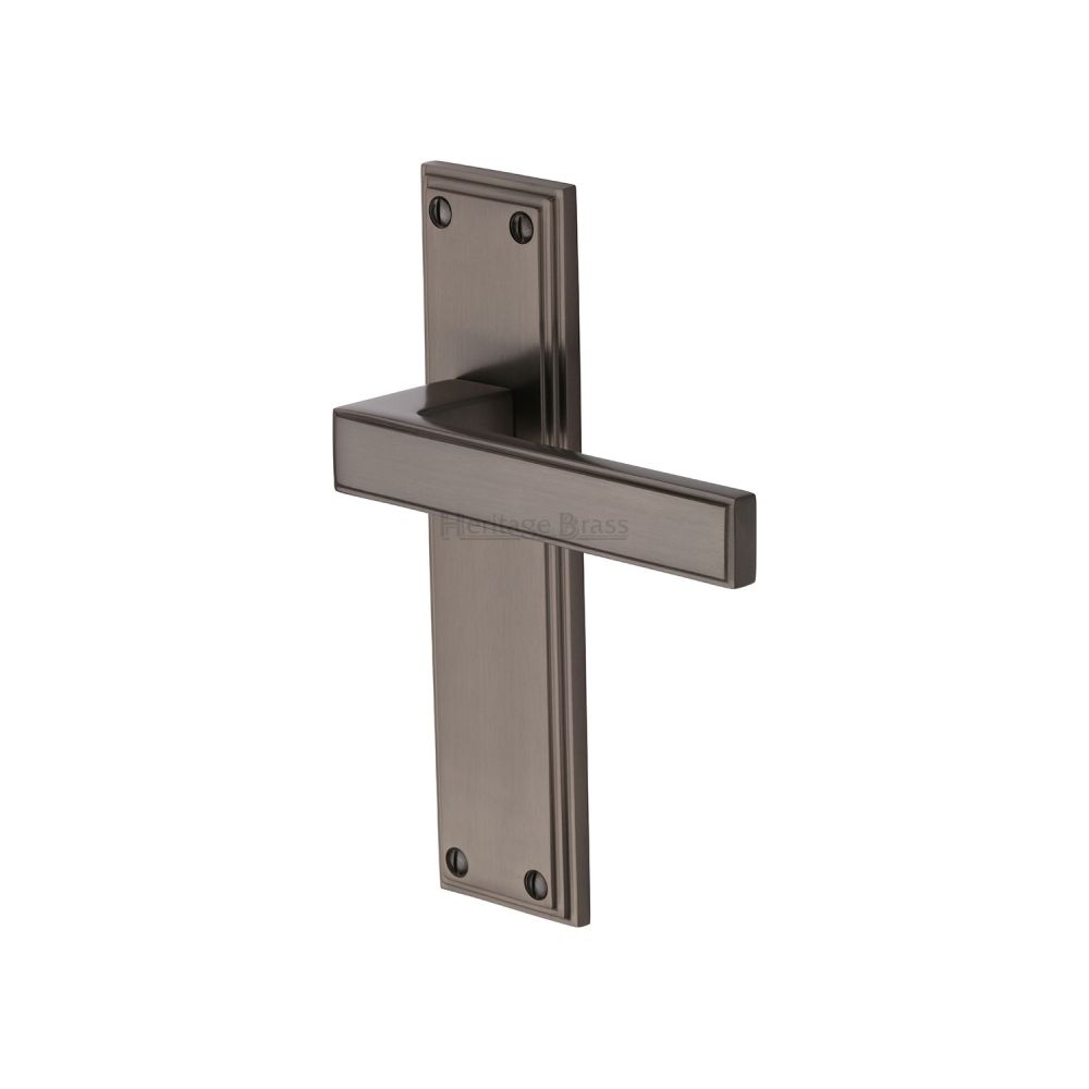 This is an image of a Heritage Brass - Door Handle Lever Latch Atlantis Design Matt Bronze Finish, atl5710-mb that is available to order from T.H Wiggans Ironmongery in Kendal.