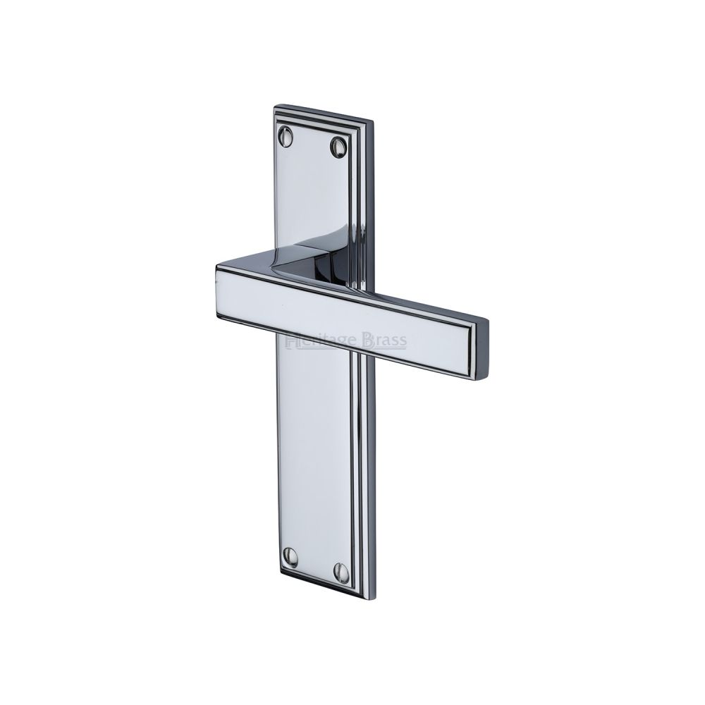This is an image of a Heritage Brass - Door Handle Lever Latch Atlantis Design Polished Chrome Finish, atl5710-pc that is available to order from T.H Wiggans Ironmongery in Kendal.