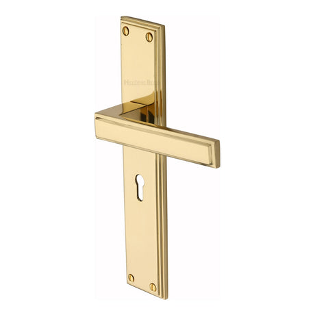 This is an image of a Heritage Brass - Atlantis Long Lever Lock Polished Brass finish, atl6700-pb that is available to order from T.H Wiggans Ironmongery in Kendal.