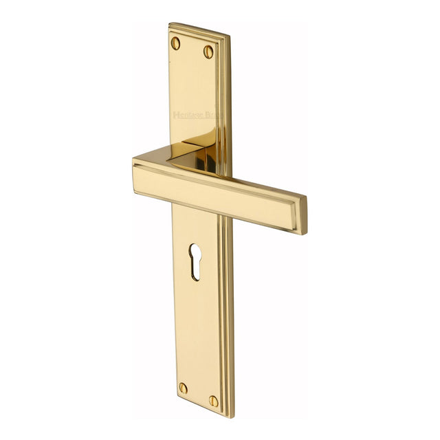 This is an image of a Heritage Brass - Atlantis Long Lever Lock Polished Brass finish, atl6700-pb that is available to order from T.H Wiggans Ironmongery in Kendal.