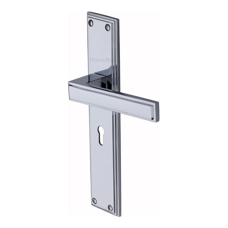 This is an image of a Heritage Brass - Atlantis Long Lever Lock Polished Chrome finish, atl6700-pc that is available to order from T.H Wiggans Ironmongery in Kendal.