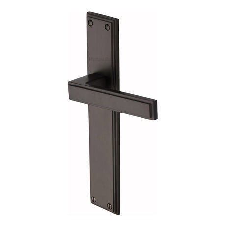 This is an image of a Heritage Brass - Atlantis Long Lever Latch Matt Bronze finish, atl6710-mb that is available to order from T.H Wiggans Ironmongery in Kendal.