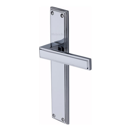 This is an image of a Heritage Brass - Atlantis Long Lever Latch Polished Chrome finish, atl6710-pc that is available to order from T.H Wiggans Ironmongery in Kendal.