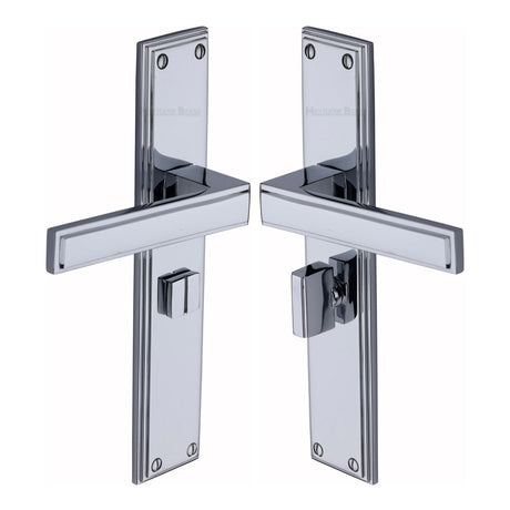 This is an image of a Heritage Brass - Atlantis Long Bathroom set Polished Chrome finish, atl6730-pc that is available to order from T.H Wiggans Ironmongery in Kendal.