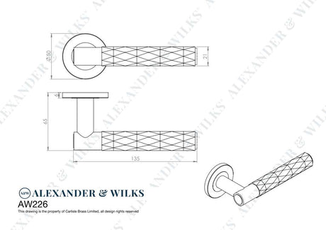 This is an image showing Alexander & Wilks Spitfire Diamond Cut Lever on Round Rose - Black - aw226-BL available to order from T.H. Wiggans Ironmongery in Kendal, with quick delivery and discounted prices.