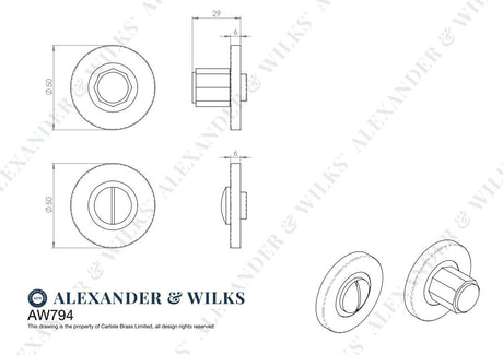 This is an image showing Alexander & Wilks Line Drawings - Hex Thumbturn and Release - Italian Brass aw794ib available to order from T.H. Wiggans Ironmongery in Kendal, quick delivery and discounted prices.