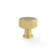 This is an image showing Alexander & Wilks - Vesper Hex Cabinet Knob - Satin Brass aw828-33-sb available to order from T.H. Wiggans Ironmongery in Kendal, quick delivery and discounted prices.