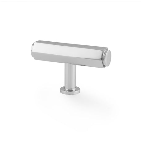 This is an image showing Alexander & Wilks - Vesper Hex T - Bar Cabinet Knob - Polished Chrome aw829-55-pc available to order from T.H. Wiggans Ironmongery in Kendal, quick delivery and discounted prices.