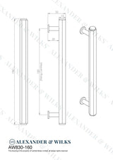 This is an image showing Alexander & Wilks Line Drawings - Vesper Hex T - Bar Cabinet Pull - Polished Nickel - 160mm C/C aw830-160-pn available to order from T.H. Wiggans Ironmongery in Kendal, quick delivery and discounted prices.
