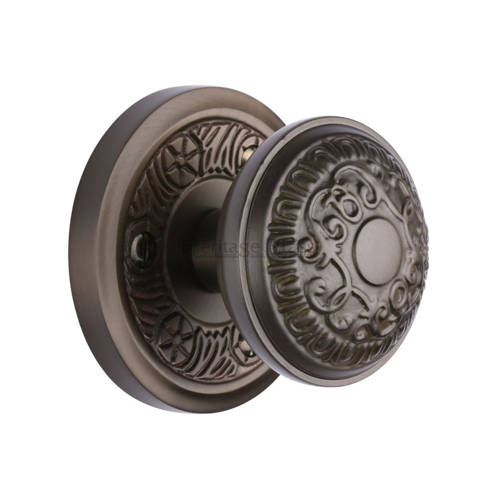 This is an image of a Heritage Brass - Mortice Knob on Rose Aydon Design Matt Bronze Finish, ayd1324-mb that is available to order from T.H Wiggans Ironmongery in Kendal.