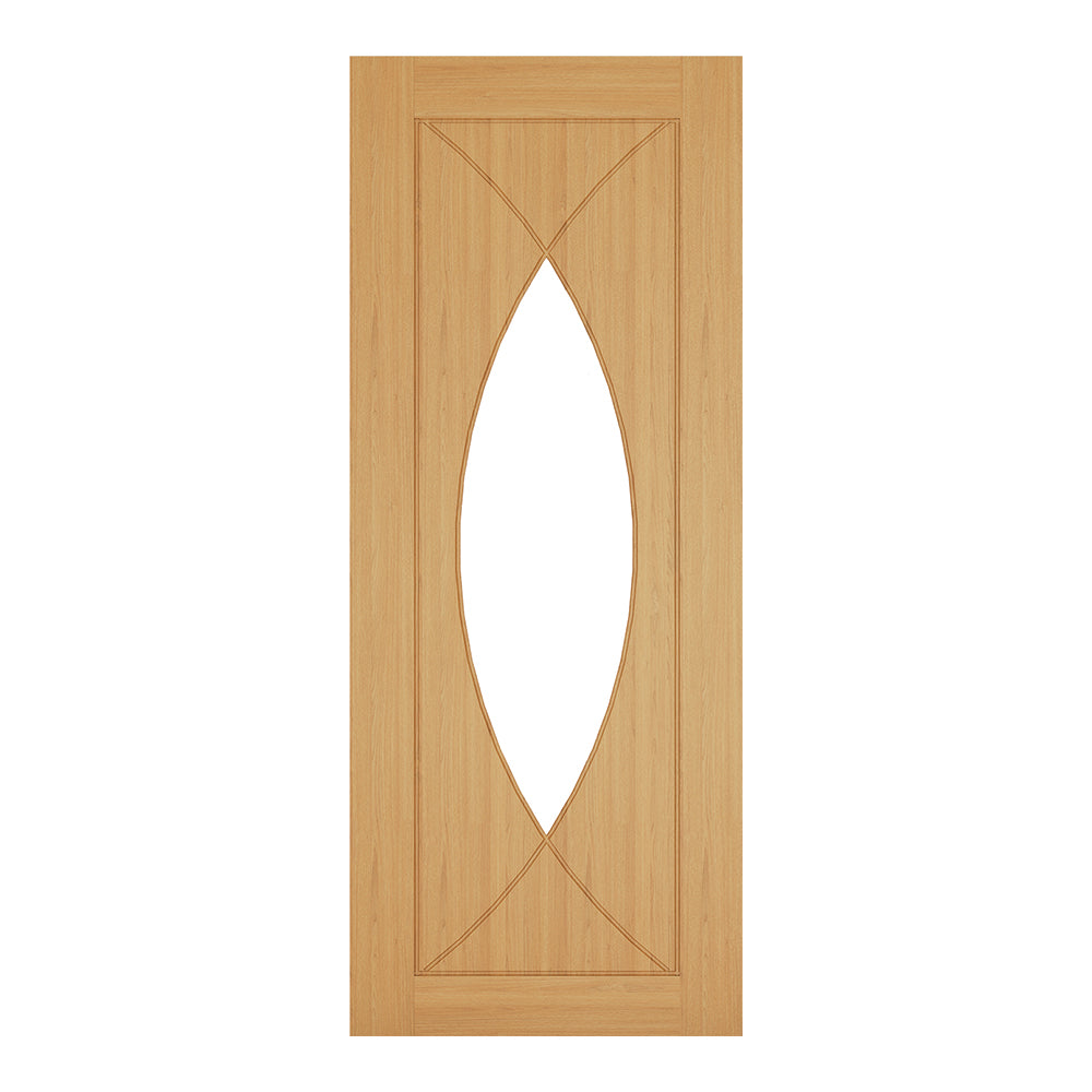 This is an image of Deanta Amalfi Prefinished Oak Clear Glazed Doors available to order from T.H. Wiggans Ironmongery in Kendal