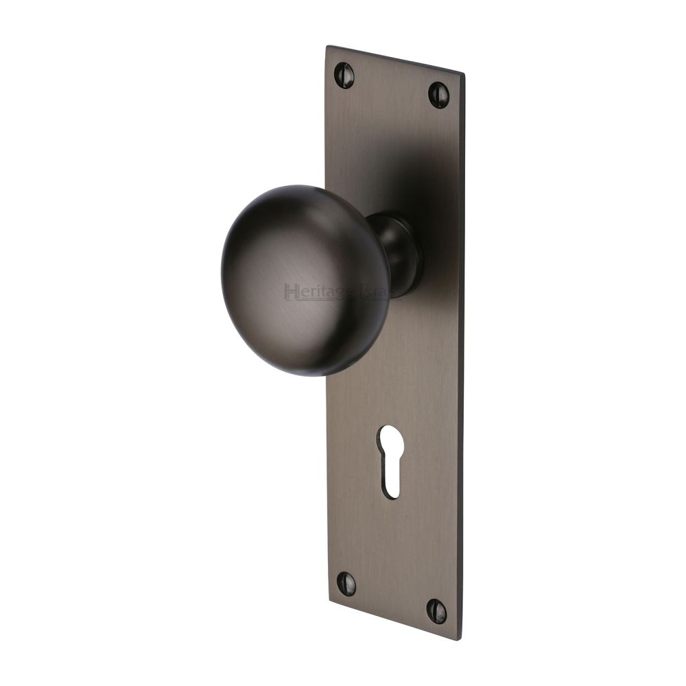 This is an image of a Heritage Brass - Mortice Knob on Lock Plate Balmoral Design Matt Bronze Finish, bal8500-mb that is available to order from T.H Wiggans Ironmongery in Kendal.