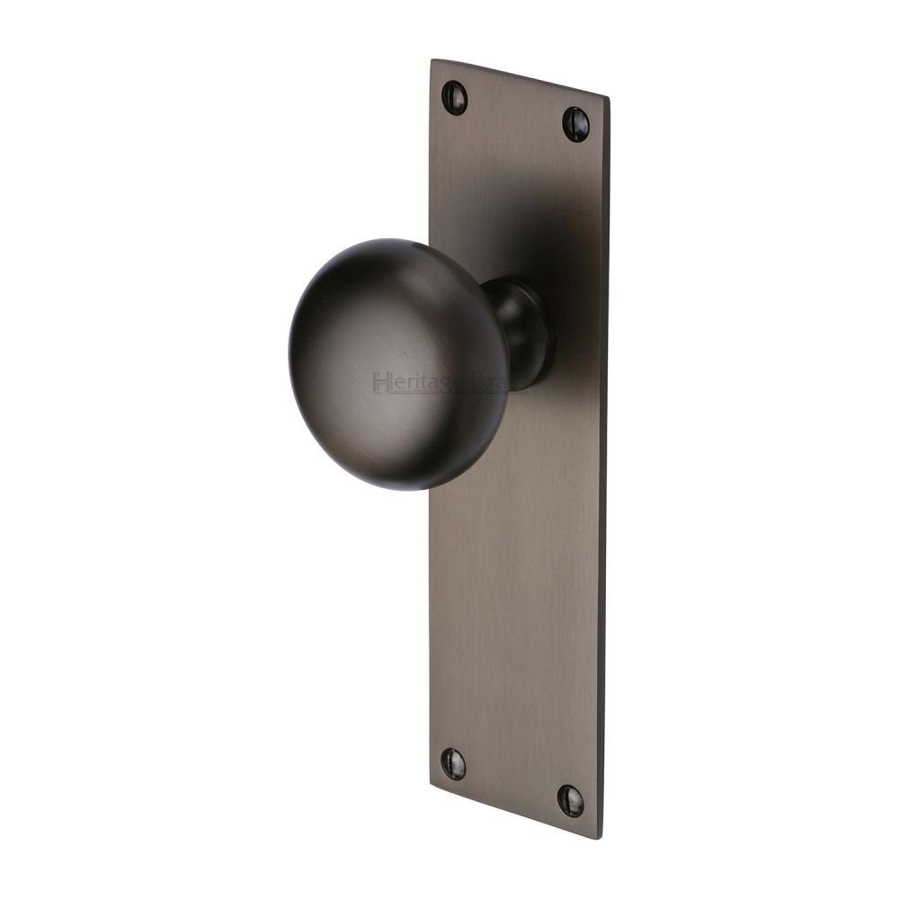 This is an image of a Heritage Brass - Mortice Knob on Latch Plate Balmoral Design Matt Bronze Finish, bal8510-mb that is available to order from T.H Wiggans Ironmongery in Kendal.