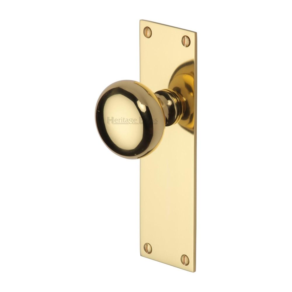 This is an image of a Heritage Brass - Mortice Knob on Latch Plate Balmoral Design Polished Brass Finish, bal8510-pb that is available to order from T.H Wiggans Ironmongery in Kendal.